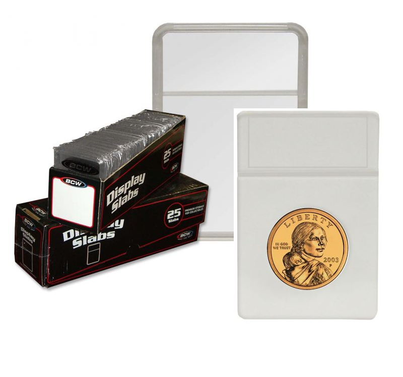 (5) BCW Premium Small Dollar Coin Display Slab Holder with White Foam Inserts