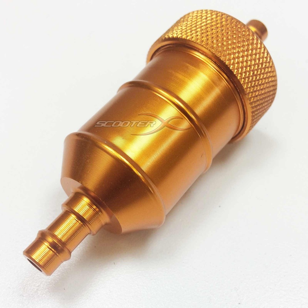 High Flow Fuel Filter Paper Element 1/4" MX Pit Bike Small Engine Anodized Gold