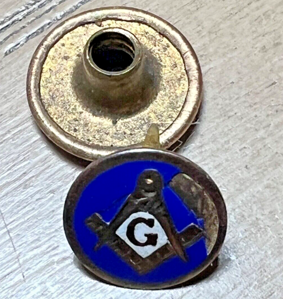 Vintage Antique Masonic Freemason Solid 10K Tie Tack Lapel Pin
