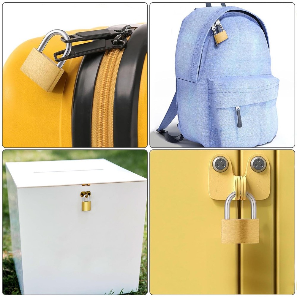 3 Pcs Small Solid Brass Locks with Keys, Mini Key Locks for Luggage Locks, Ba...