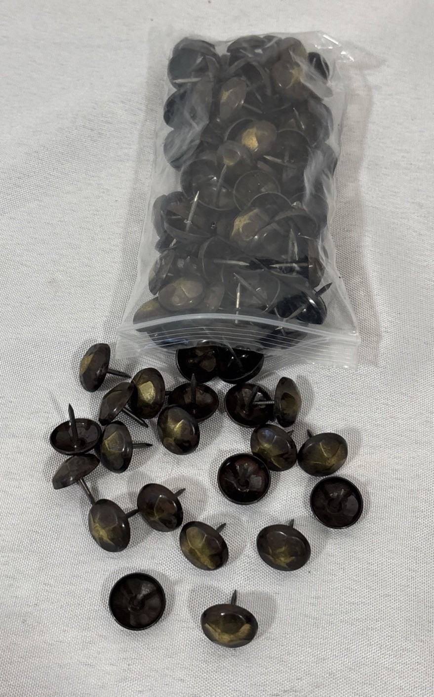 108 NOS Antique Vintage 1920s Domed Hammered Brass Upholstery Tacks Nails 5/8"