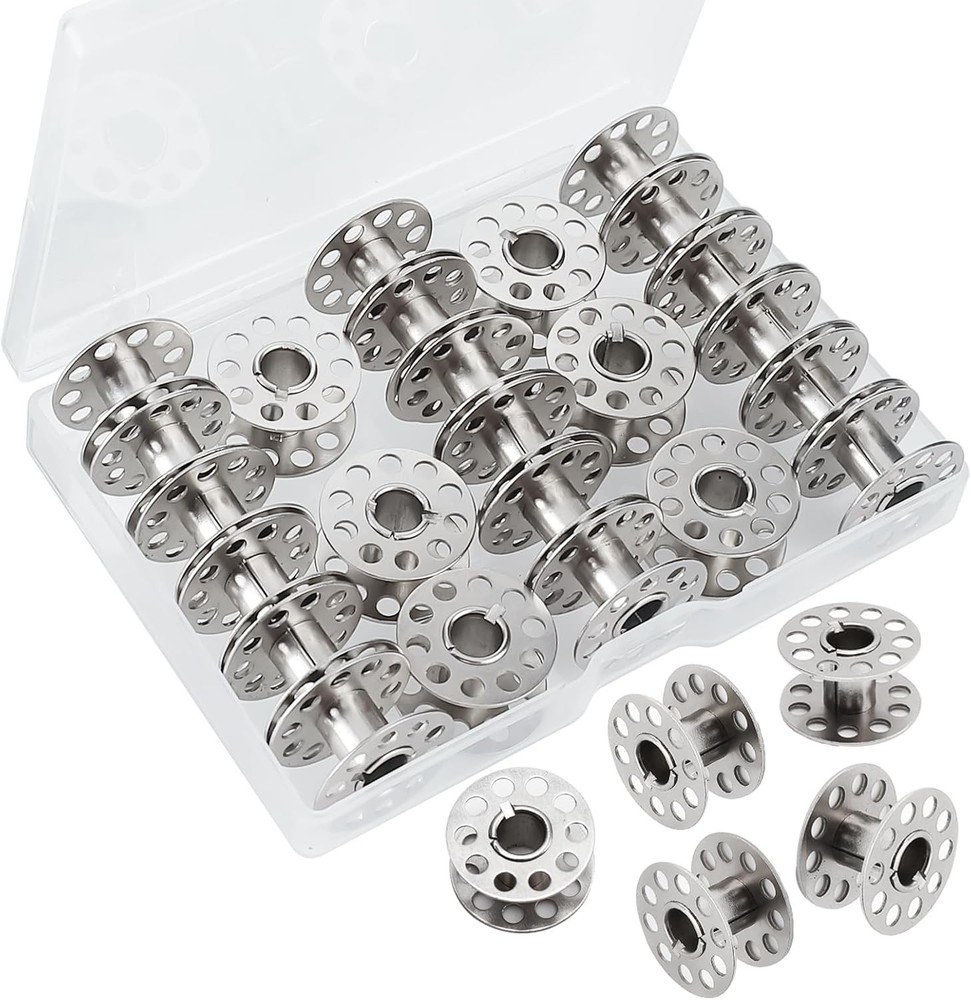 Metal Bobbins for Sewing Machine, Universal Sewing Bobbins, Compatible with Sing