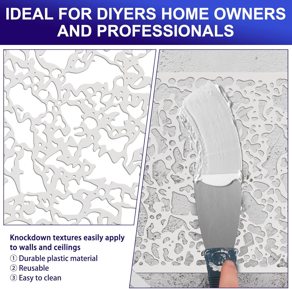 8 Pcs Knockdown Texture Drywall Repair Tool 8 X 8 Inch Plastic Texture Stencil D