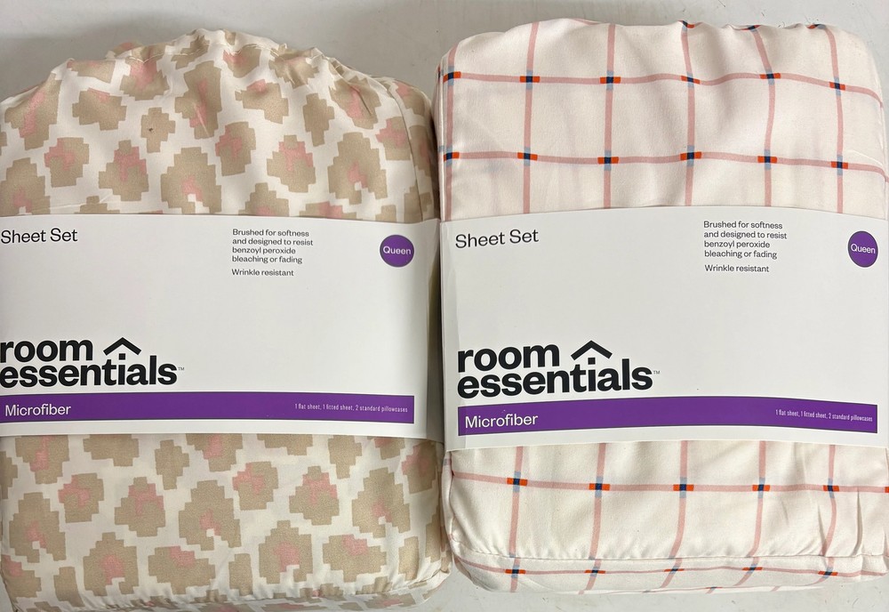 Room Essentials Queen Microfiber Sheet Sets Bundle, New