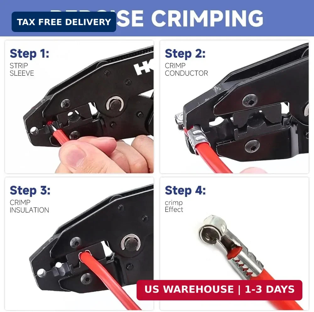 Spark Plug Wire Crimping Tool Kit for Ignition Cables, Ratcheting Crimper, 24 Sp
