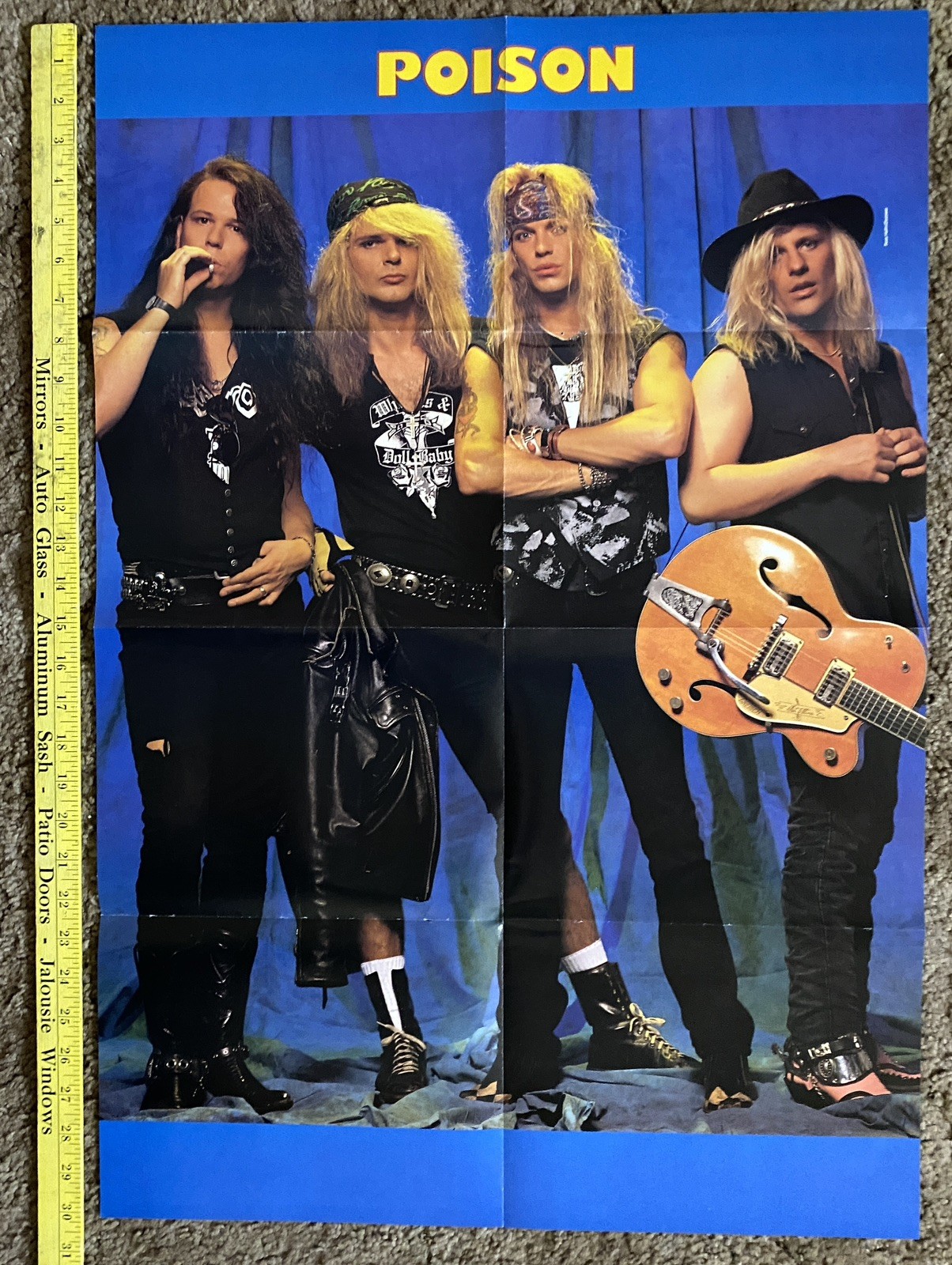 POISON / WARRANT Double-Sided Orig 1980s Magazine Poster 30x20 Glam Metal￼