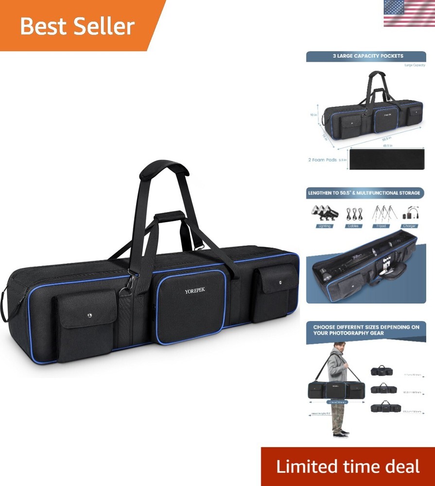 Durable 50.5" Lightweight Tripod Bag with Adjustable Strap & Stability Bumpers