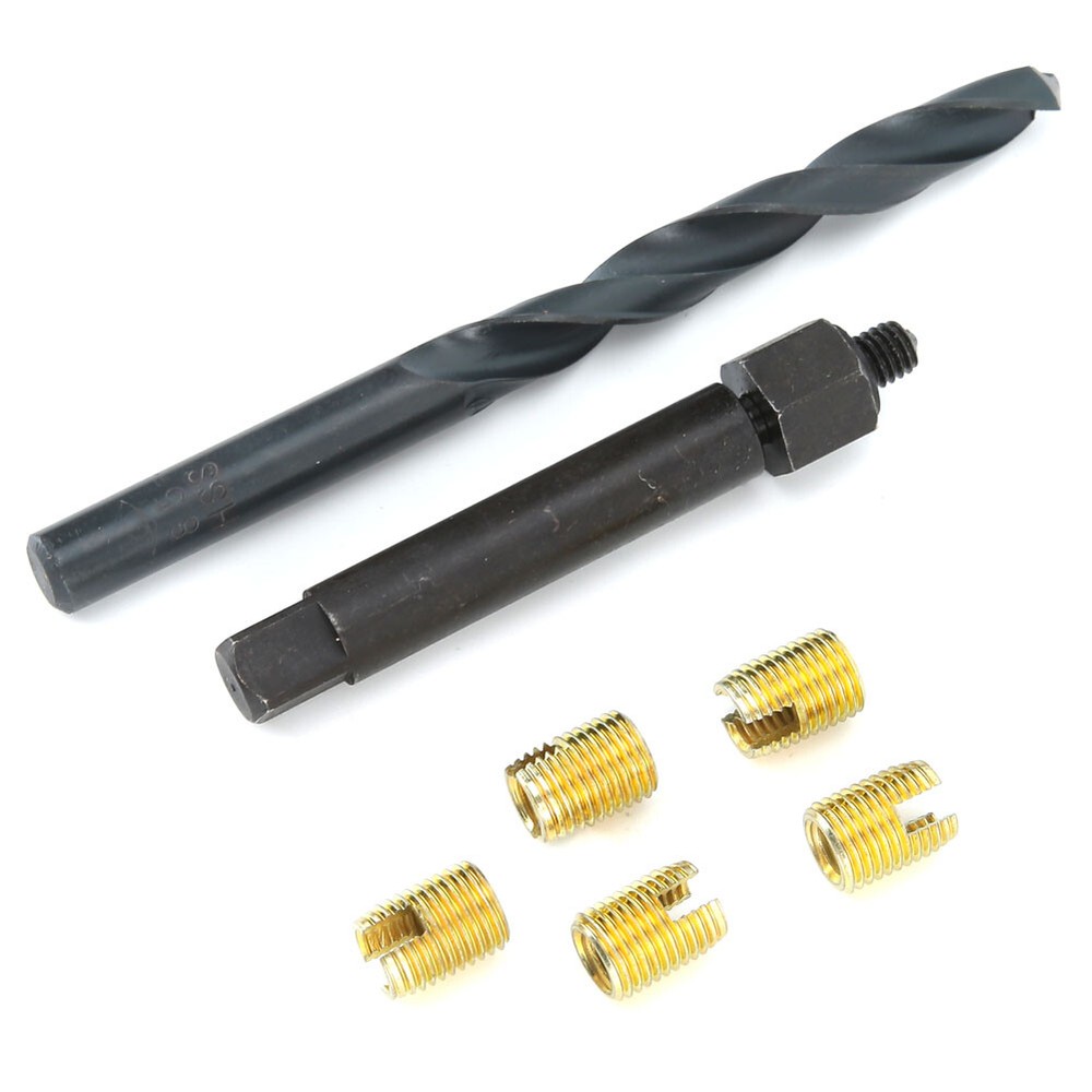 12pcs M6x1 Thread Repair Kit Self Tapping Thread Insert Twist Drill Bit Inst CST