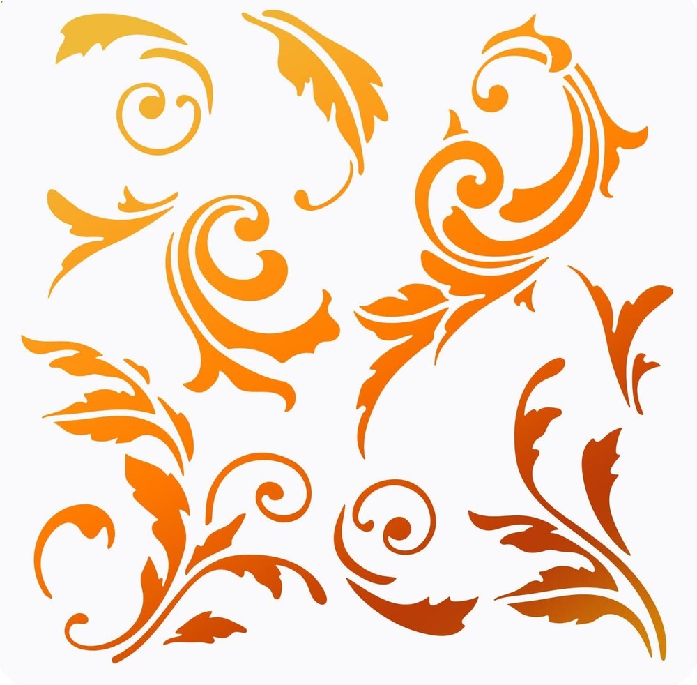 Acanthus Leaf Scroll Stencil 11.8x11.8 inch Floral Stencils Template Plastic ...