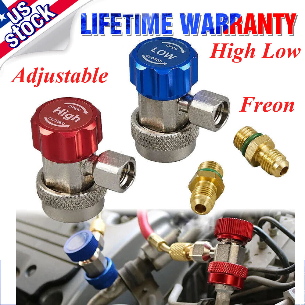 2Pack Adapter Fittings Quick Coupler High Low AC Freon Manifold Gauge Adjustable