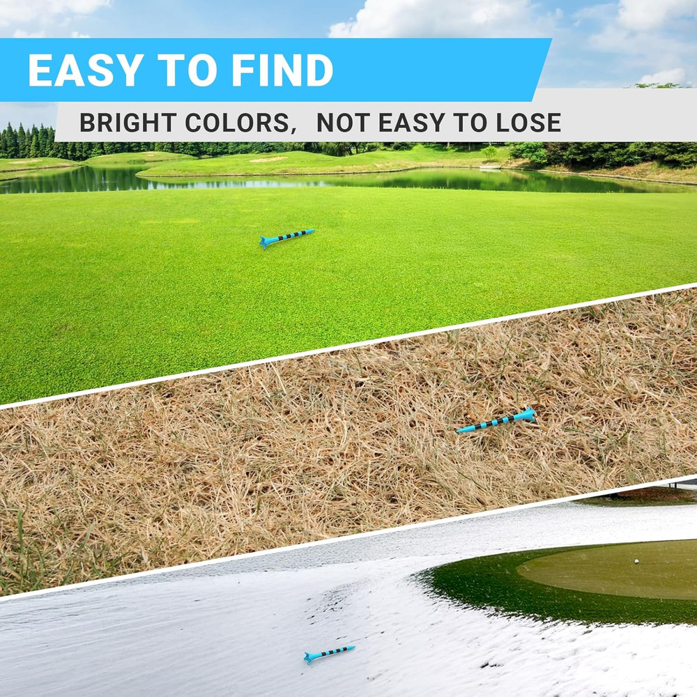 Professional Plastic Golf Tees 100 Pack (3-1/4" or 2-3/4"), Enhanced Durability