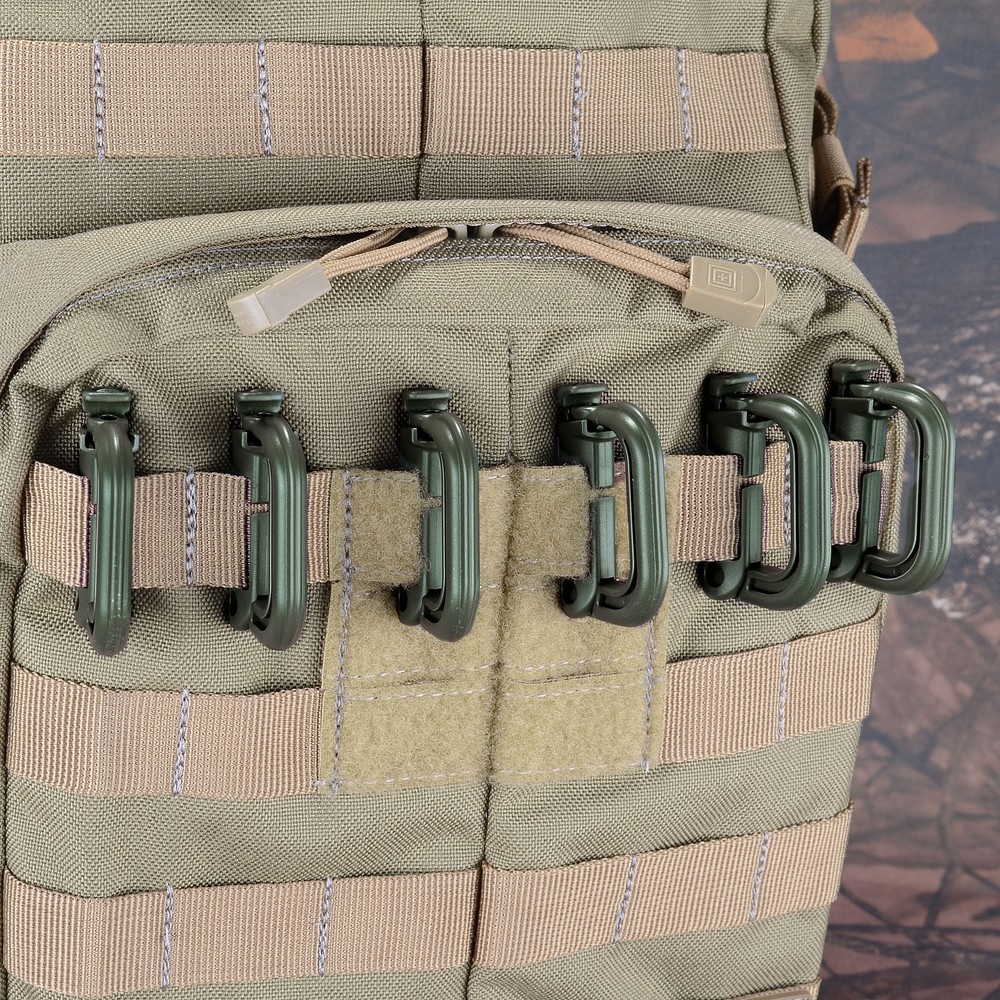 10 Pcs Army Green Clips for Molle Webbing Multipurpose Grimloc D-Ring with Pouch