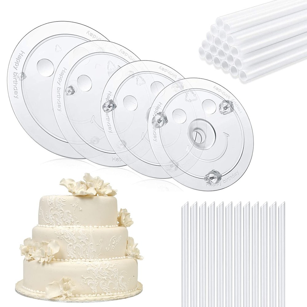 Cake Sticks Support Rods With Cake Board Drumswhite Plastic Cake Separator Plate
