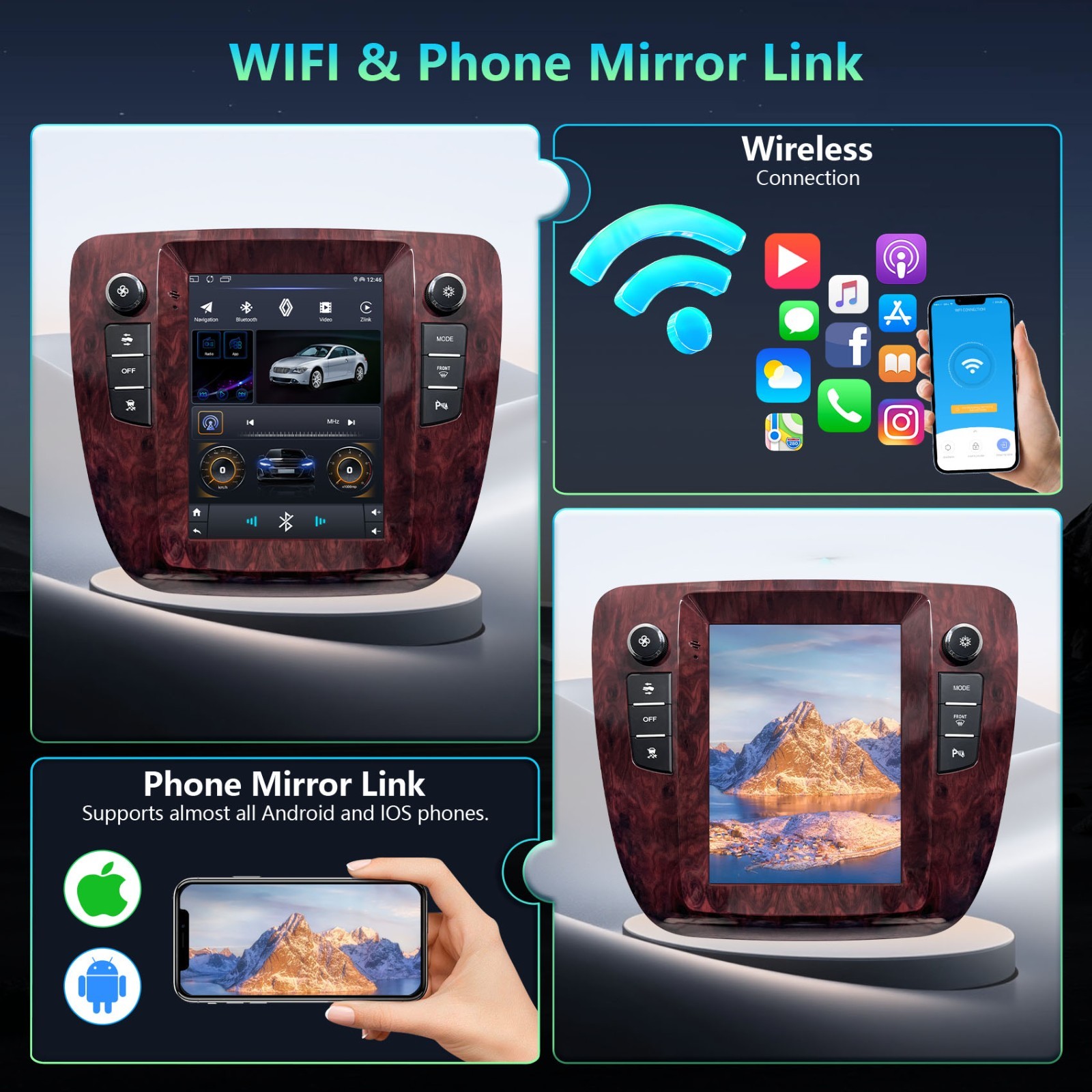 For 2007-2013 GMC Yukon Chevy Tahoe Suburban Apple CarPlay Car Radio Stereo GPS