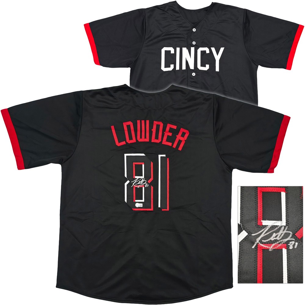 Cincinnati Reds Rhett Lowder Signed Black Jersey Beckett Wit