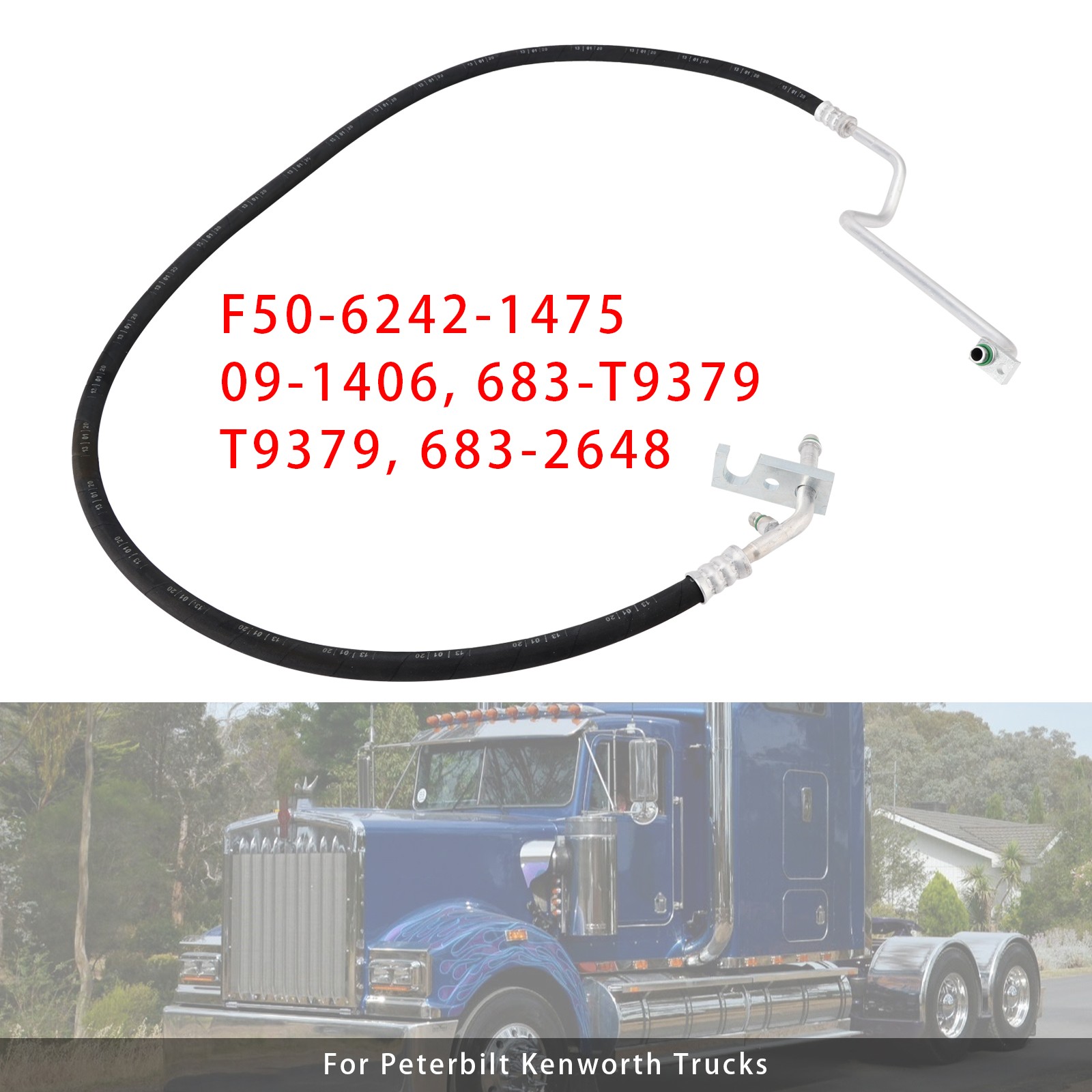 F50-6242-1475 HP Discharge AC Line Hose Assembly For Peterbilt Kenworth Trucks
