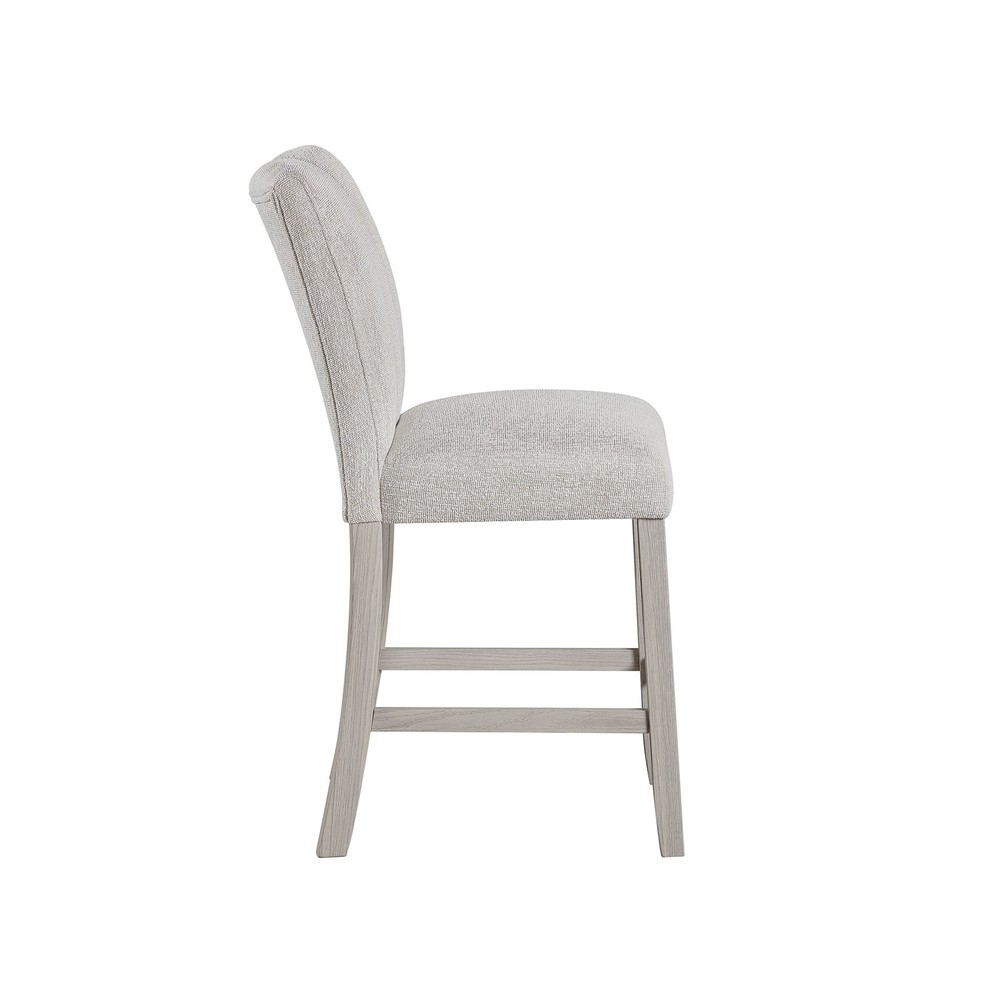 Modern Gray Wood Rectangular Dining Side Chairs, Solid Back, Set of 2