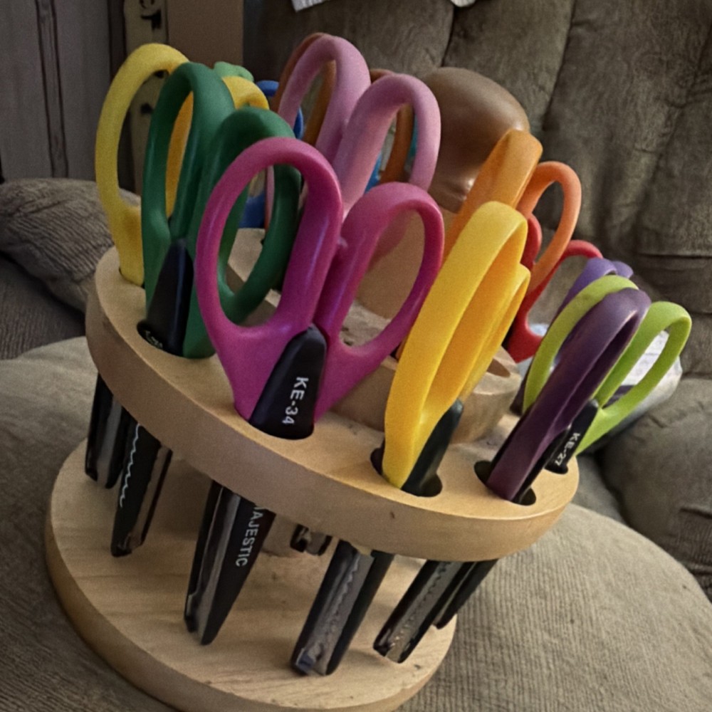 Decorative Edge Craft Scissors Set with Wooden Holder, Multi-Pattern, KE Series