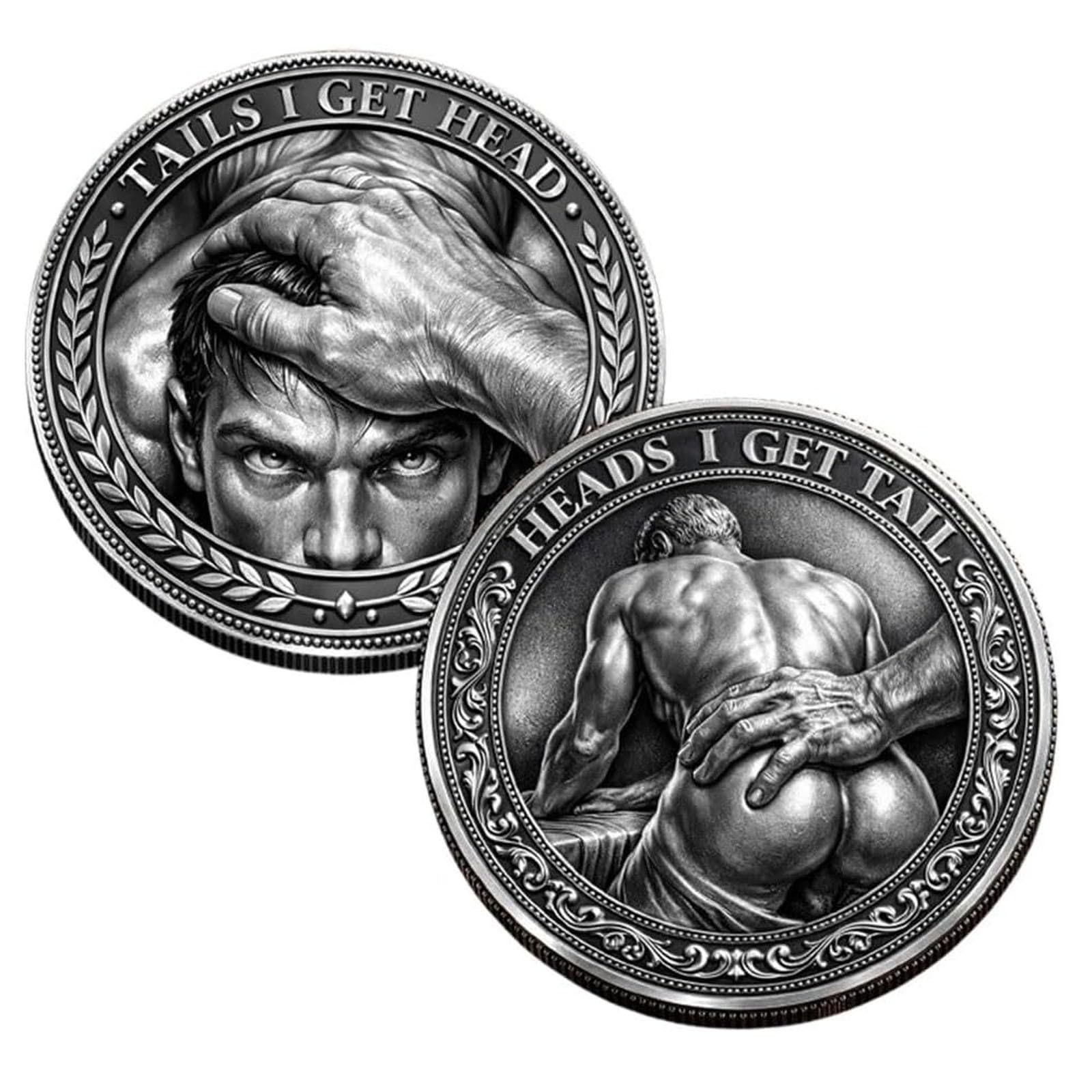 3Pcs Heads I Get Tail/Tails I Get Head Males Funny Sexy Challenge Coin Mens Coin