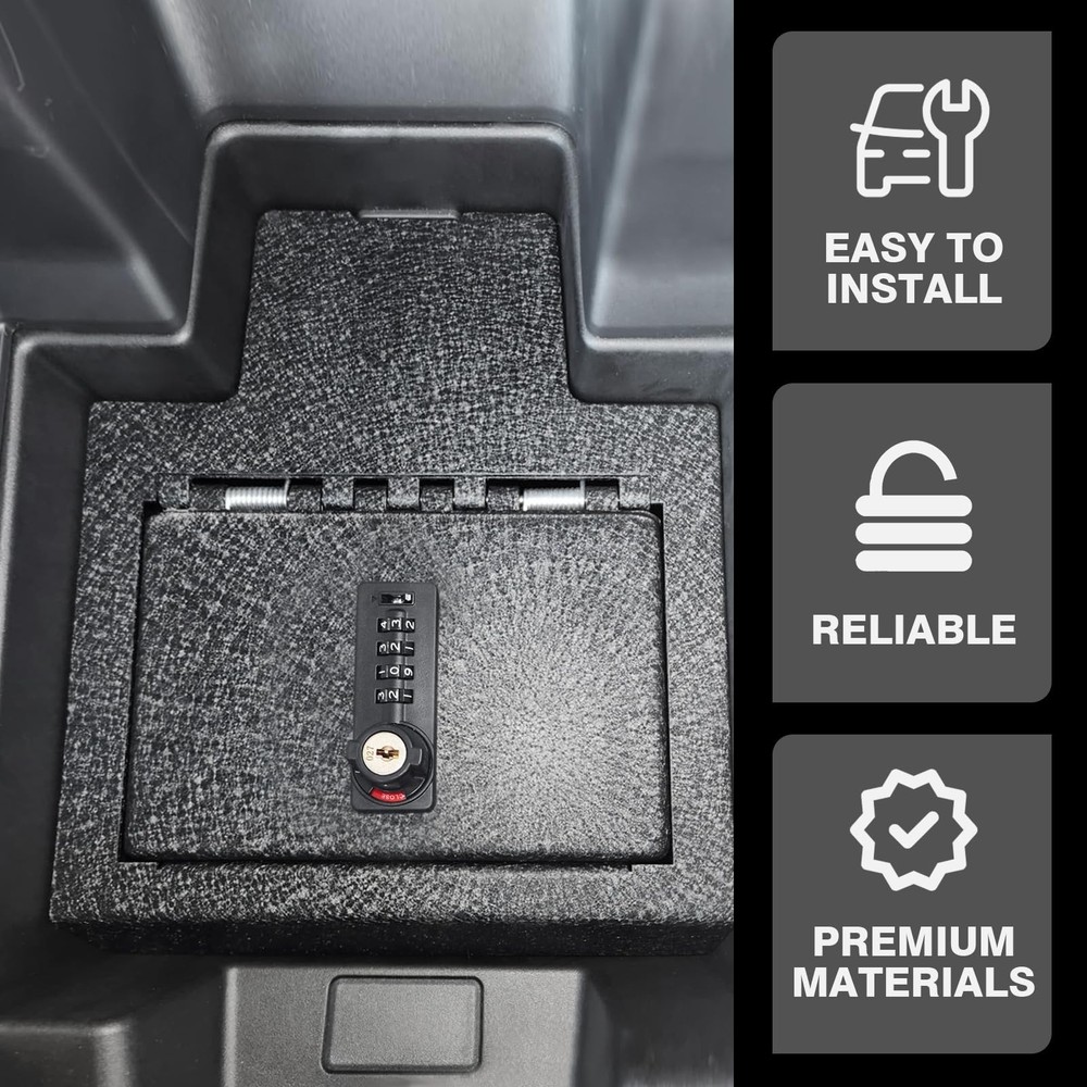 BestEvMod Center Console Safe Vault LockBox Compatible with Chevy Silverado E...