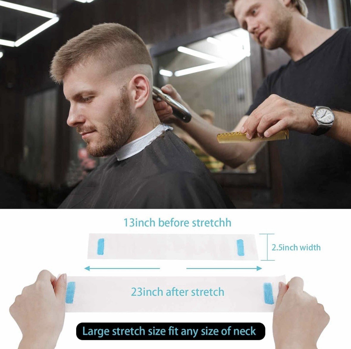 500 Pack Barber Neck Strips Neckbands Paper Roll, Barbershop Supplies, 2.4x11"