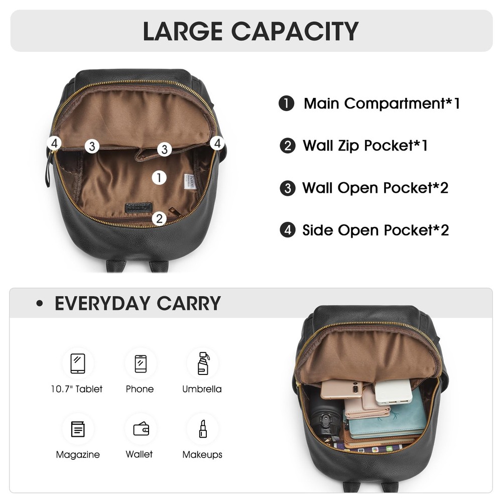 Genuine Leather Backpack Purse for Women Multi-functional Elegant Daypack Sof...