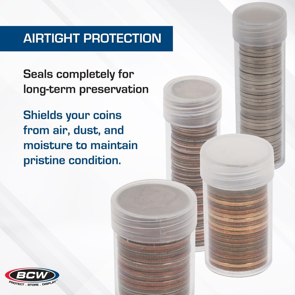 BCW Coin Tubes for Silver Dollars - 10 Pack | Holds "Eisenhower"