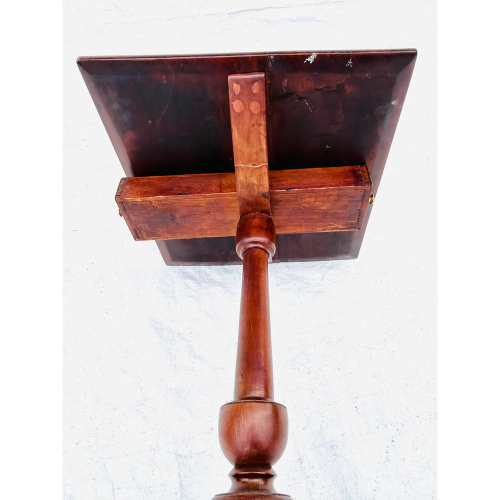 Antique Mahogany Candle Stand, Match Drawer.
