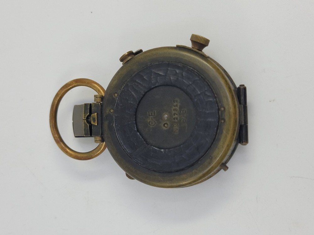 1918 US Engineer Corps WWI Compass C-E No 27812 Solid Brass Antique With Case