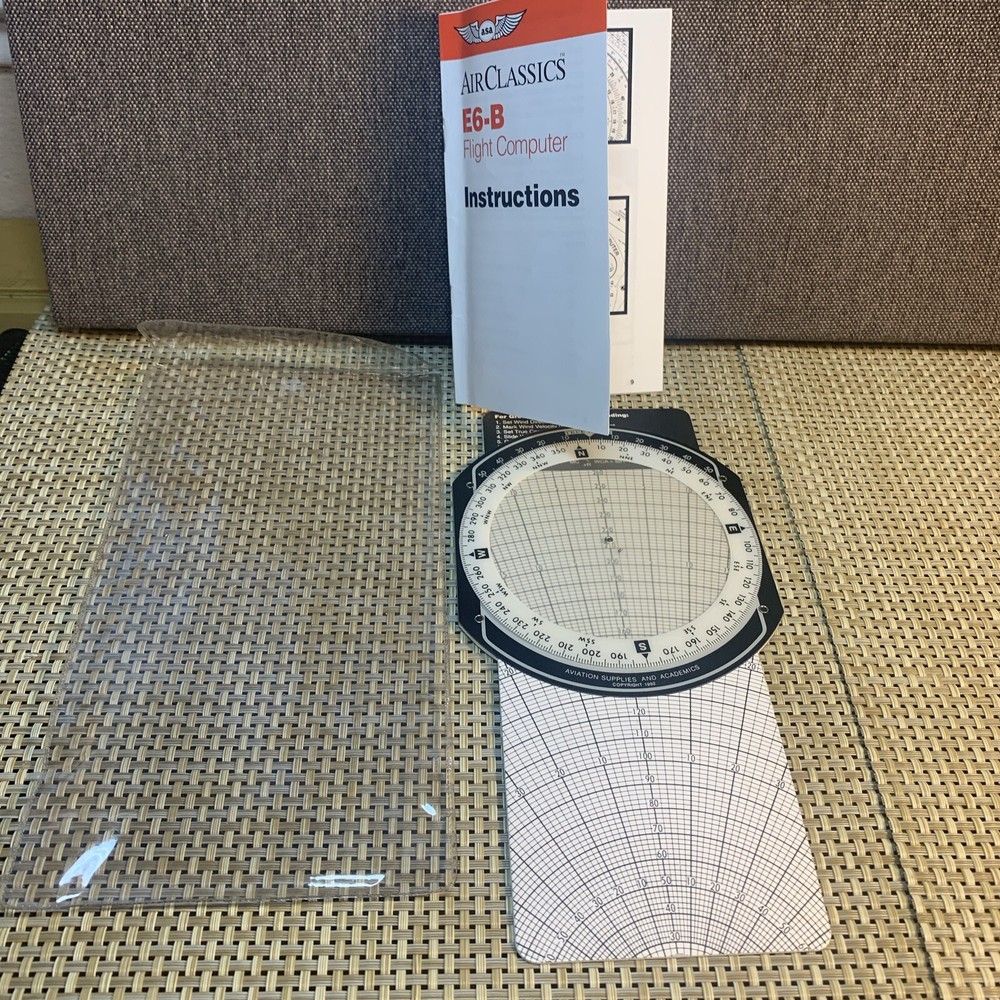 ASA Air Classics L E6-B Flight Computer Instructions & Clear Plastic Sleeve