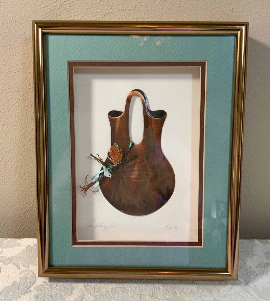 Signed Mark Oberkirsch Copper Art Designs WEDDING JAR In Shadowbox Frame ‘92