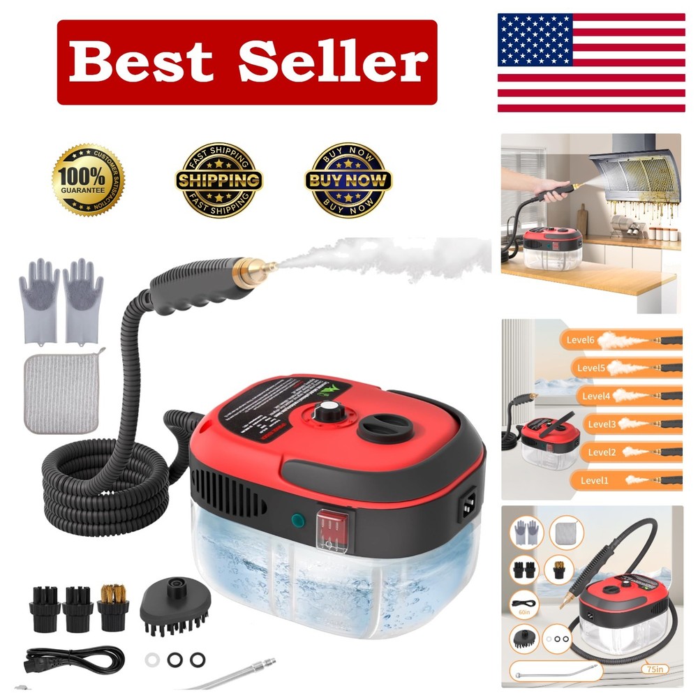2500W Handheld Pressurized Steam Cleaner - Compact & Powerful for All Surfaces