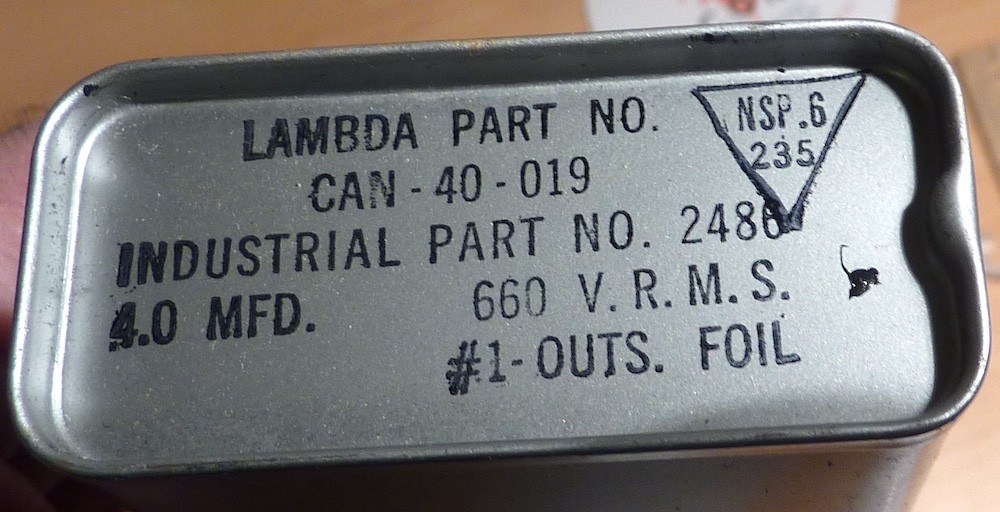 Lambda Oil Can Capacitor 4uf 660V includes Mountings, Cornell Dubilier