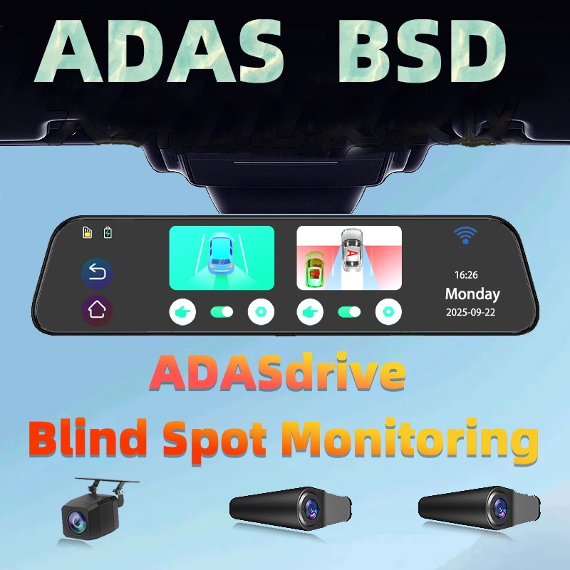 2026 Smart 4K Mirror Dash Cam 4 Channel ADAS BSD WIFI Car Camera Rearview Mirror