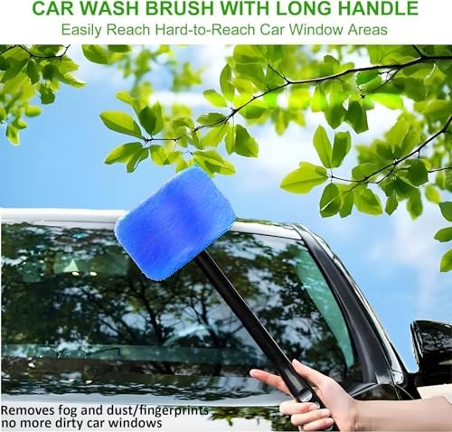 Car Windshield Cleaning Tool, Windshield Cleaner with 5 Washable and Blue