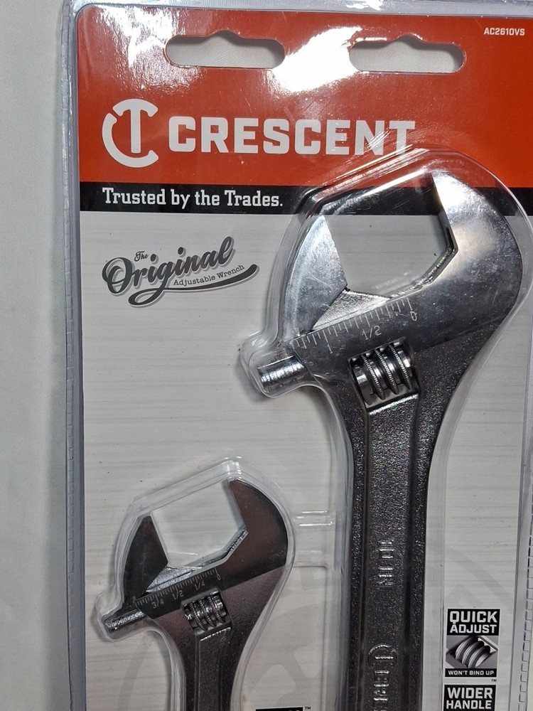 Crescent 2 Pc. Adjustable Wrench Set 6" & 10" AC2610VS, Quick Adjust, NEW