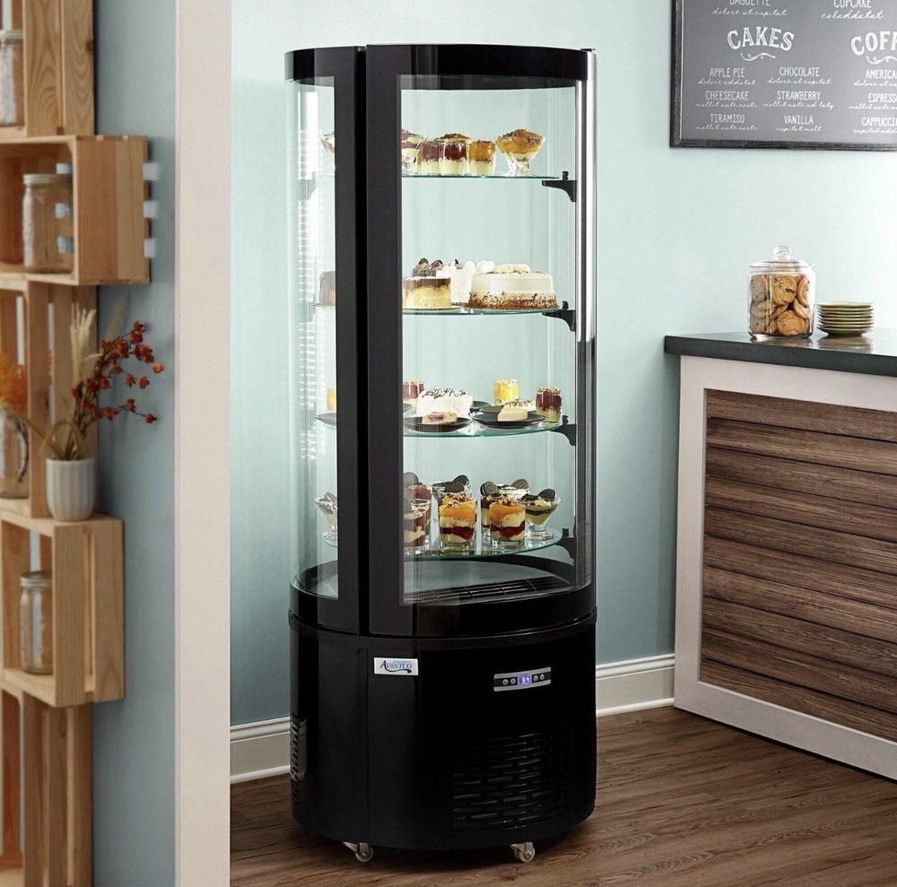 Black Circular Glass Refrigerated Display Case