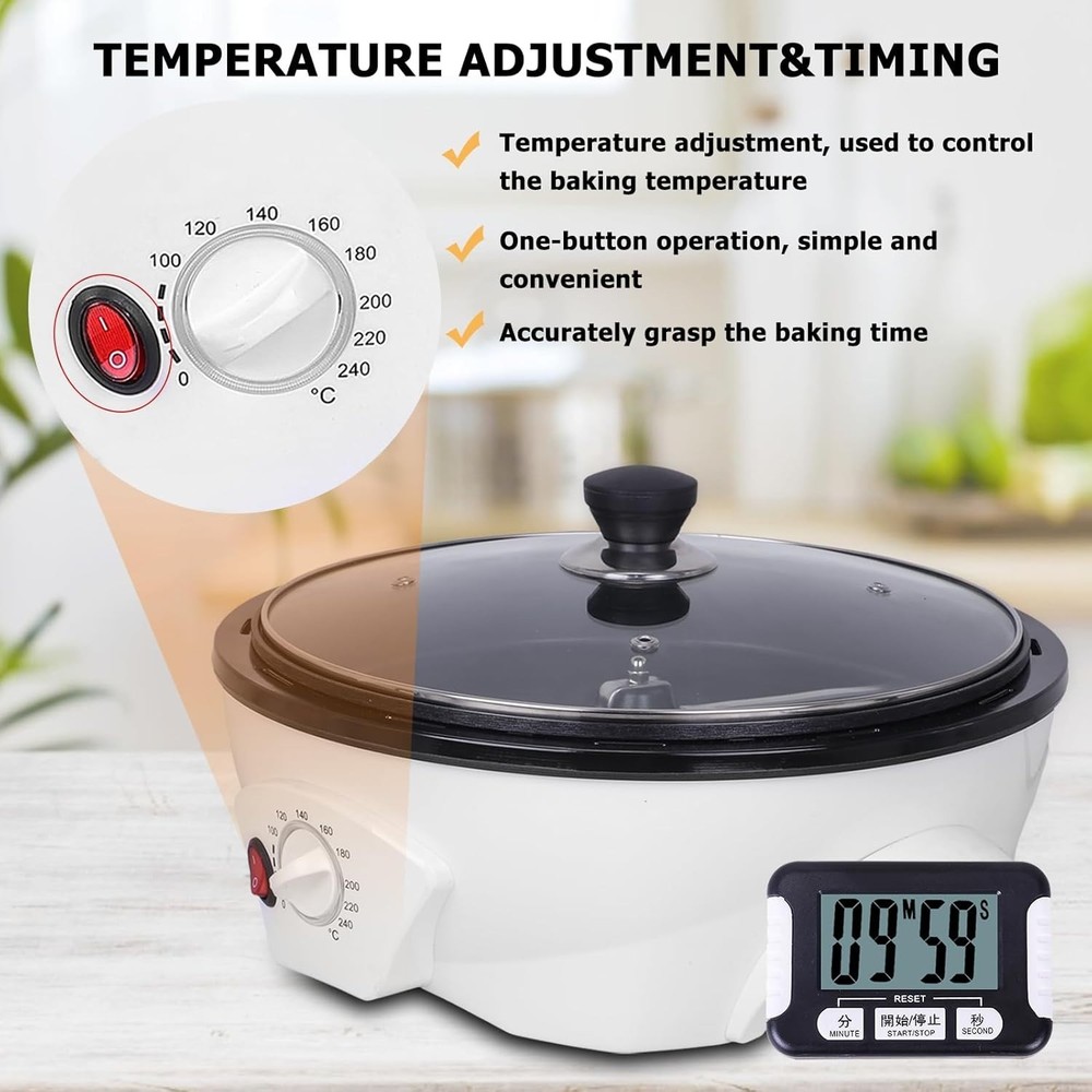 Glass Cover Coffee Bean Roaster 0-240℃ Temperature