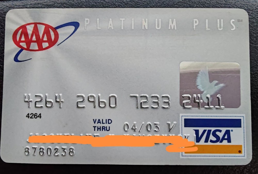 AAA PLATINUM PLUS credit card VISA 2003