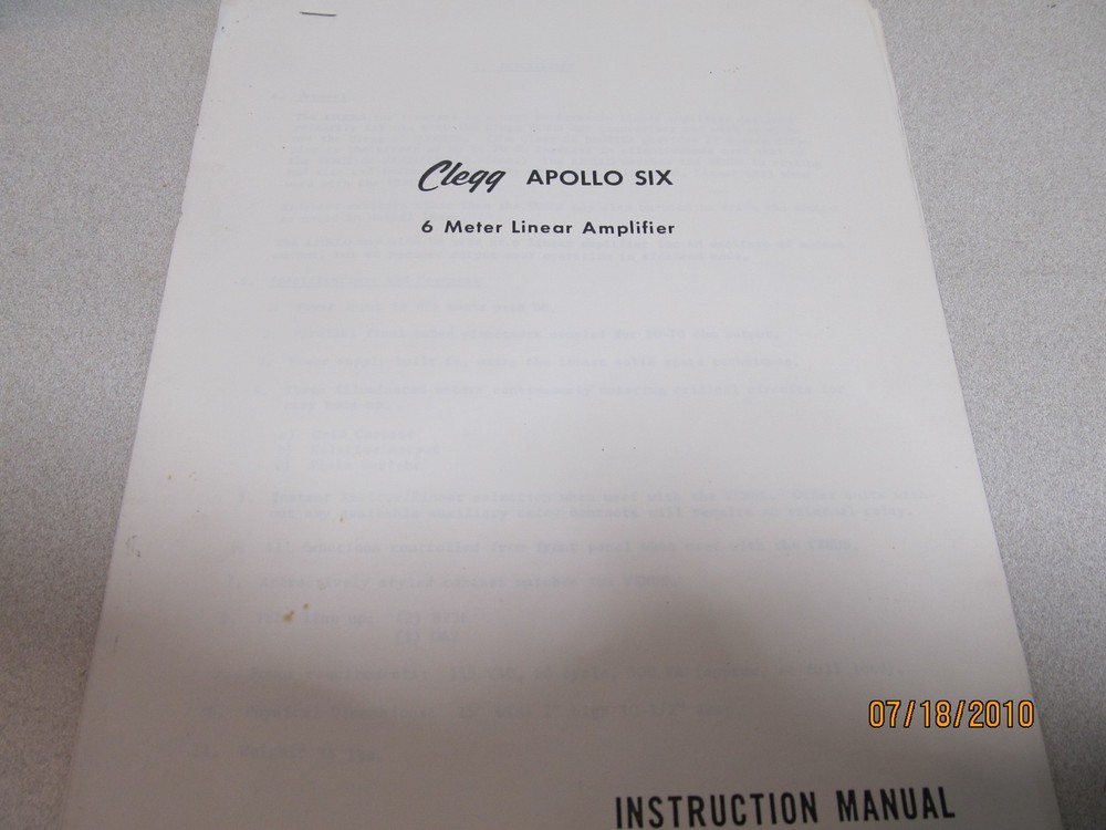 CLEGG APOLLO SIX METER AMPLIFIER