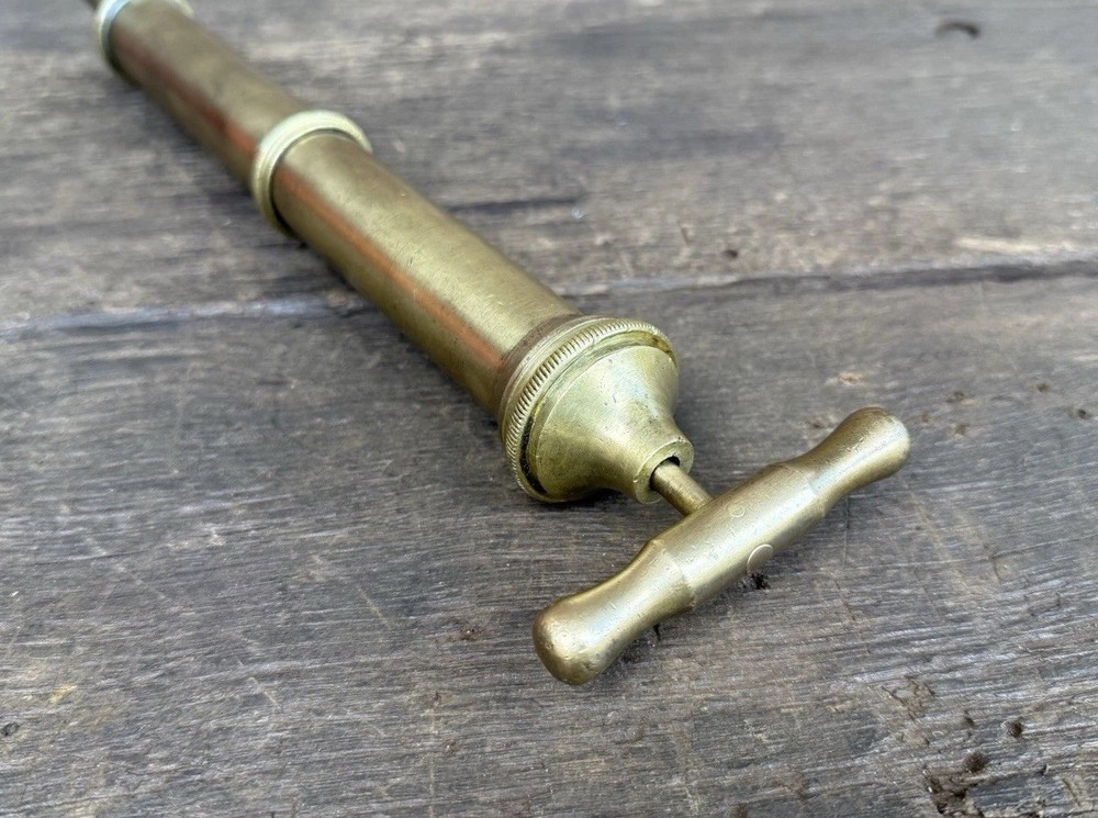 Antique 16” Solid Brass Fire Place Smoking Pump Fireside Accessory Vintage Tool
