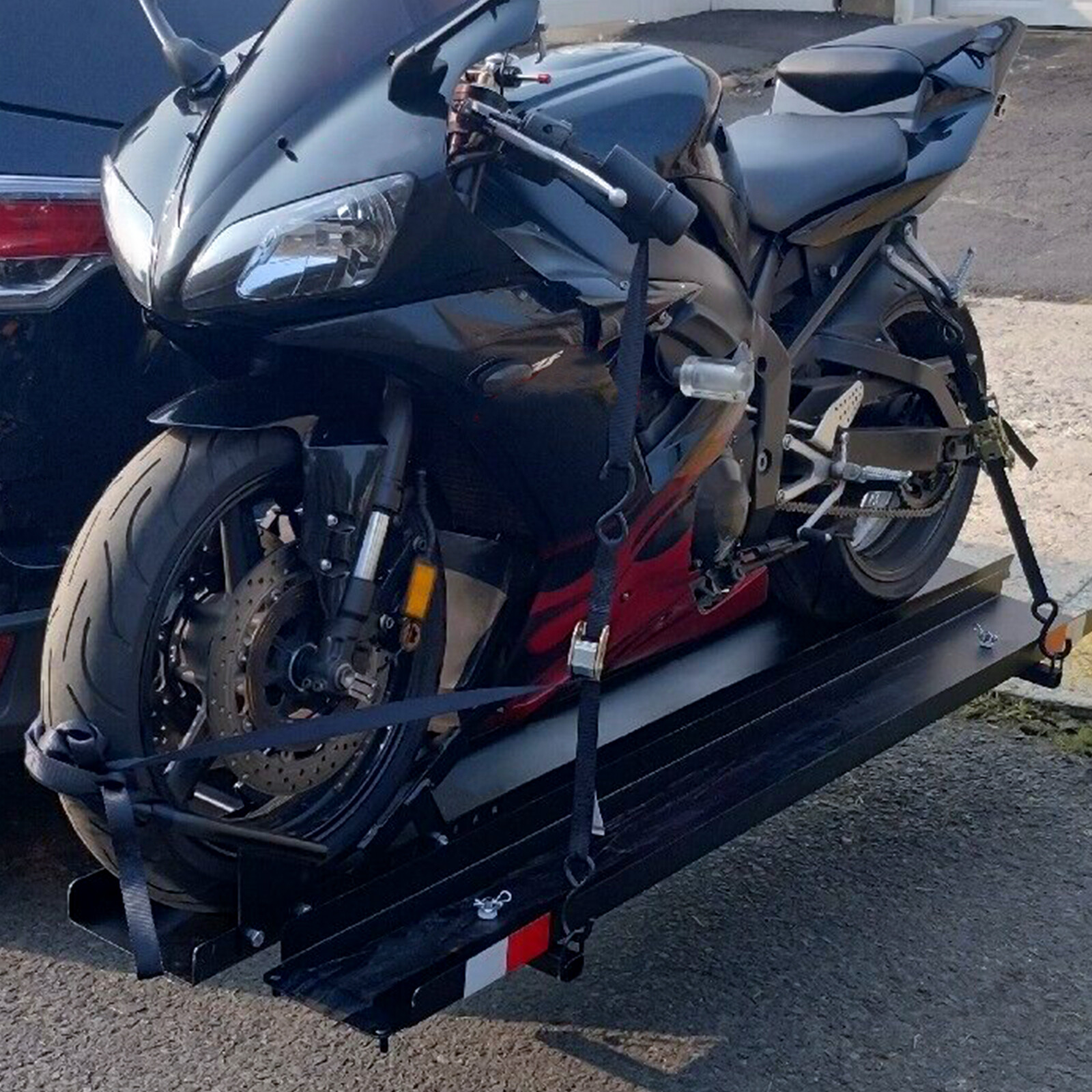 600LBS Black Motorcycle Carrier Hitch Mount Steel Dirt Bike Rack Hauler w/Ramp