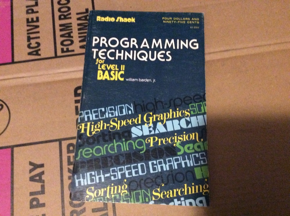 Programming Techniques for Level II BASIC Book VTG 1980 First Ed Radio Shack