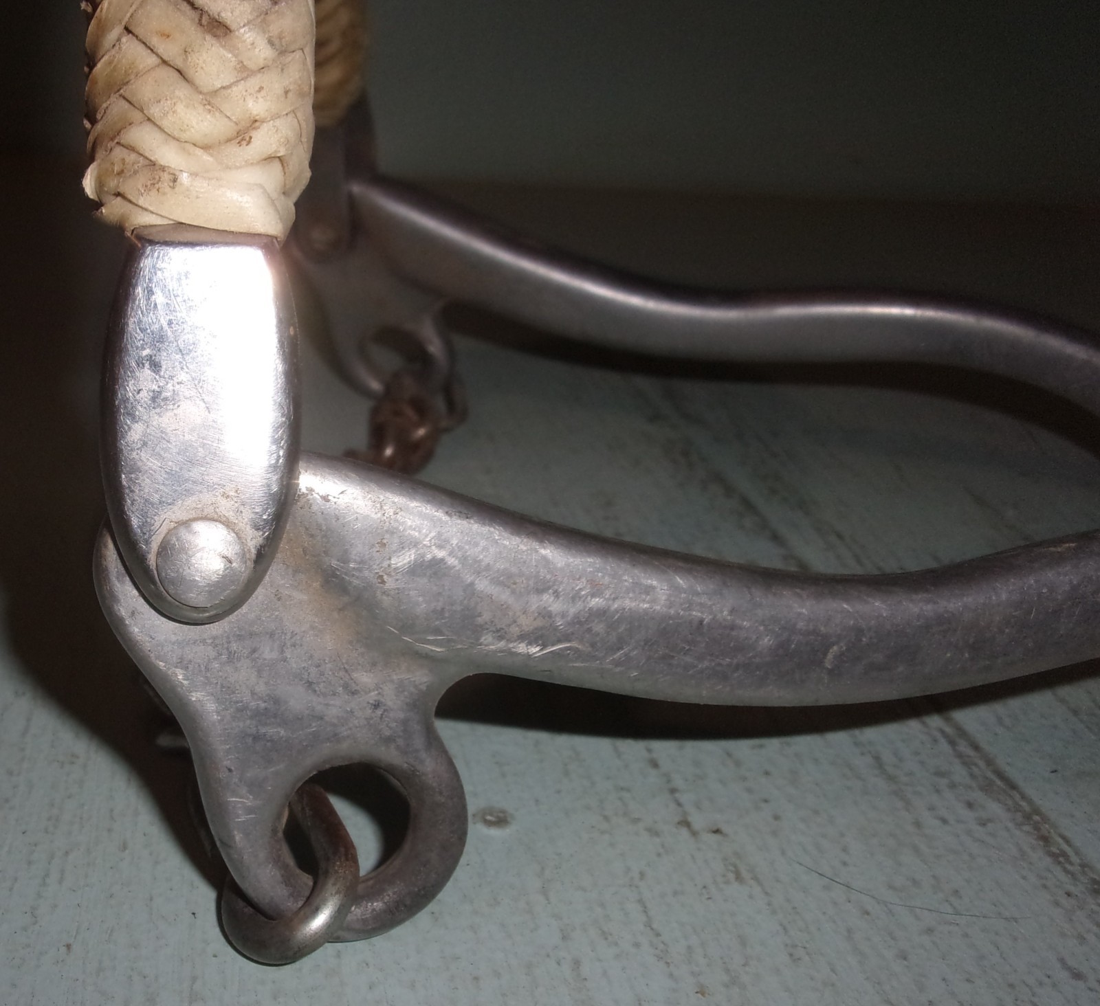 Sleister Aluminum Mechanical Hackamore Rawhide Nose Split Cord Reins w/ Poppers