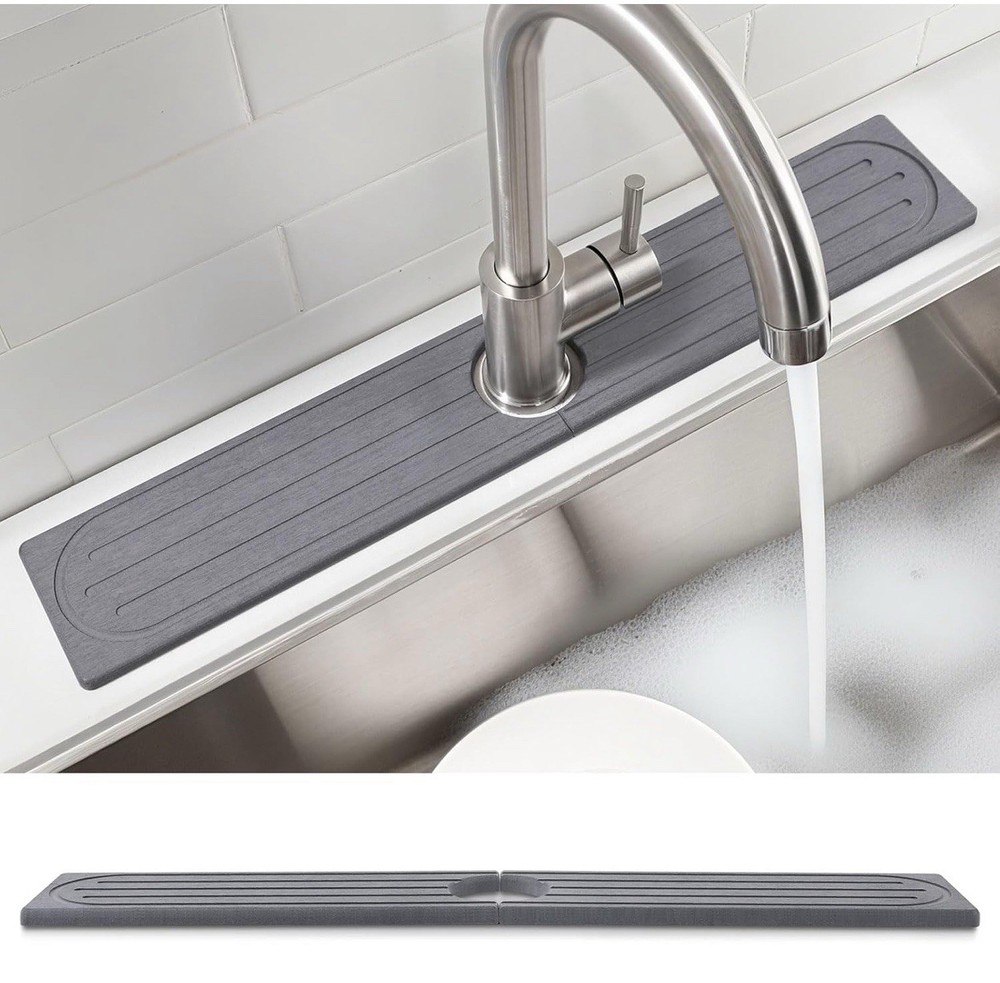 Stone Faucet Mat for Kitchen Sink – Diatomite Drying Stone Mat & Sink Protector,