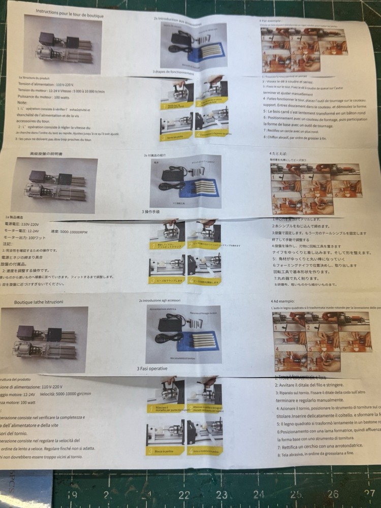 Mini Wood Lathe Machine Multi-Purpose Desktop Power Supports