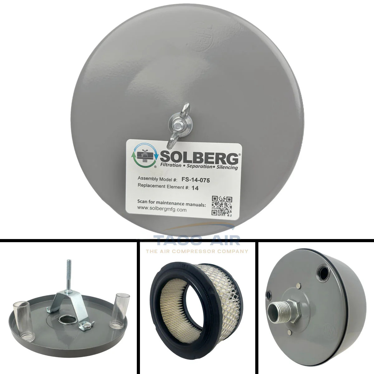 3/4" NPT Air Compressor Intake Filter Silencer Metal Housing Canister USA Made