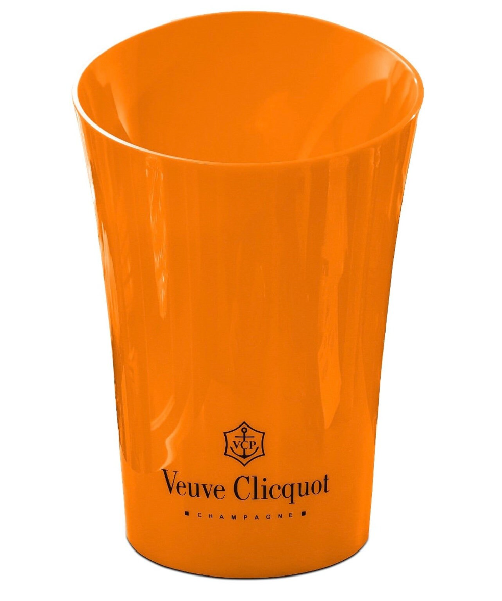 Veuve Orange Plastic Champagne Flute Glass | Matching Ice Bucket Set Options