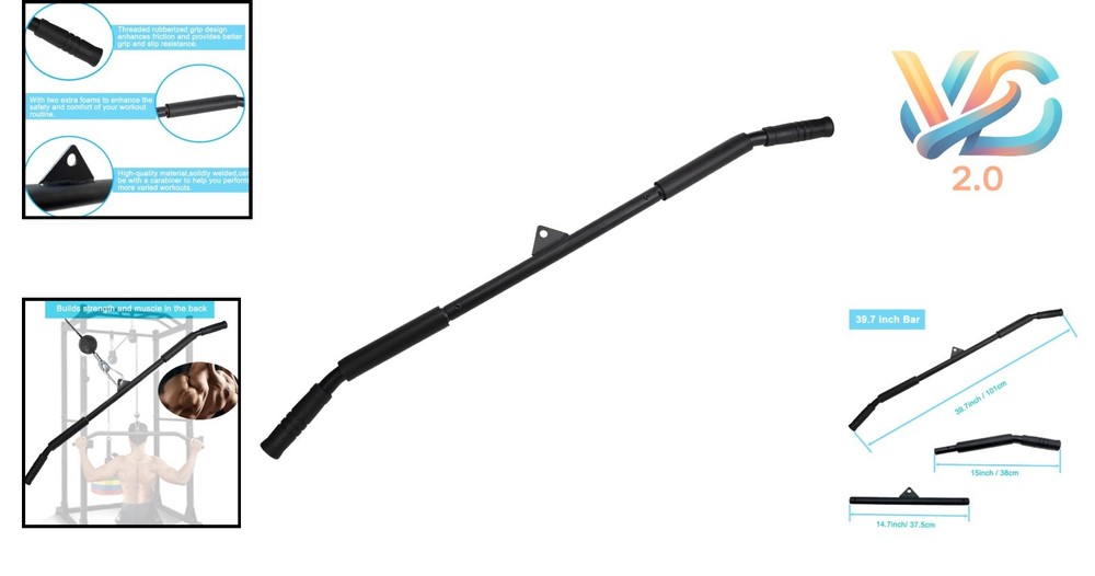 39.7" LAT Pulldown Bar Attachment for Gym Strength Workout Body Training