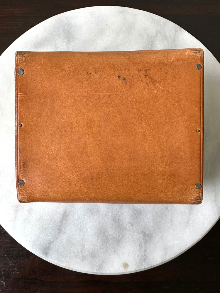 USS Thomason Chess/Checkers Set Folding Board Game Leather Tooled DS30